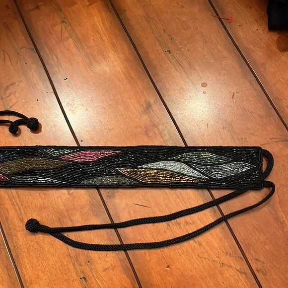 Vintage 80s ADG Fashion Imports Multi-colored Beaded Corded Belt 50" - Picture 4 of 8